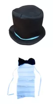 Set Disfraz Sombrero Yabot Tela Caballero X1u Patrio Cotillo