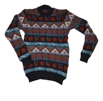 Sweaters Pullover Inti Lana De Alpaca Grueso - Barro Cocido