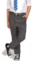 Pantalón Colegial Gris De Sarga Con Medio Elástico T4-16