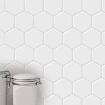 Vinilo Autoadhesivo Azulejo Cerámico Hexagonal Cocina Baño Color Blanco 16592