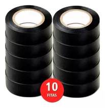 Kit 10 Fitas Isolantes 20 Metros Antichama Preta 20m