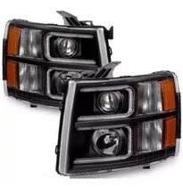 Faros De Lupa + Led Negros Chevrolet Silverado 2007 - 2014