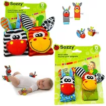 Kit Lamaze Bebê Meia E Pulseira Chocalho 4 Peças Sozzy