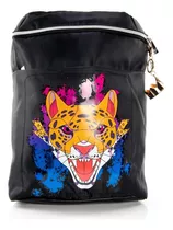 Mochila Handbag Polinesios Tiger Original Nueva Color Negro Diseño De La Tela Nylon