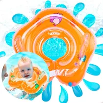 Flotador Inflable Bebé Salvavidas Cuello Flotis Alberca Play Color Naranja