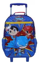 Mochila De Rodinhas G Escolar Super Friends Liga Da Justiça Cor Azul