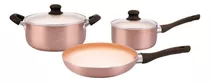 Bateria De Cocina Ceramica Antiadherente Hudson Set 5 Pcz Color Cobre