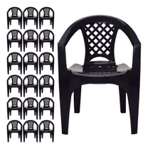Combo 20 Cadeiras Preta Tramontina Plástico Super Reforçada