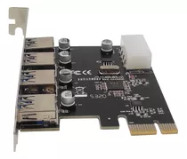 Placa Pci-e Com 4 Portas Externas Usb 3.0 Supespeed 10x Mais