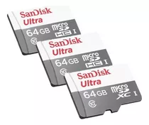 3 Cartão Memoria Micro Sd 64gb Sandisk Original Lacrado C/nf