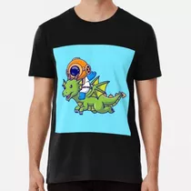 Remera Lindo Buzo Montando Dragón Dibujos Animados Vector Ic