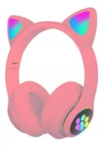 Fone De Ouvido Headphone Gatinho Com Redução De Ruído Rosa