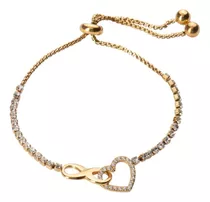 Pulsera Mujer Corazón Iinito Zirconia Novia Luckyly Color Oro Diámetro 9 Cm