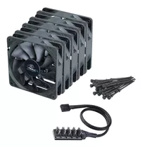 5 Ventiladores Fan Akasa Viper Pwm 120mm 4 Pin Com Splitter