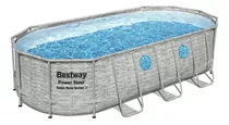 Piscina Estructural Ovalada Bestway 56716 Con Capacidad De 13430 Litros De 5.49m De Largo X 2.74m De Ancho  Gris Crema Diseño Piedra Prismática/piedra