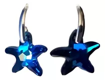 Aros Estrella De Mar Cristal De Swarovski Y Plata Fina 925