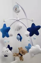 Móbile Musical Ursinho, Urso, Balões Tons De Azul