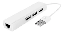 3 Puertos Usb 2.0 Hub 10/100 Mbps Rj45 Ethernet Adaptador De