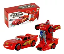 Relâmpago Mcqueen Carrinho Transforma Robô Brinquedo Carros Cor Vermelho