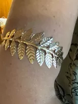 Luli Pulsera Laureles Romanos Brazalete Brazo Acero Dorado