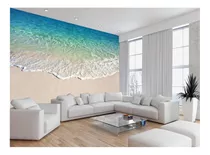 Papel De Parede 3d Praia Azul Água Onda Areia M² Npr308