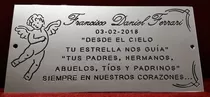 Placa Recordatoria Cementerio 25x12 Dibujo Angelito Y Bordes
