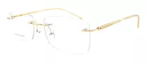 Armação Oculos Sem Aro Flutuante Leve Dourado Retangular C7
