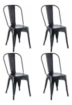 Silla De Comedor Garden Life Tolix, Estructura Color Negro, 4 Unidades