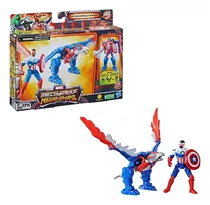 Muñeco Mechasaurs Marvel Capitan America Y Redwing 10cm