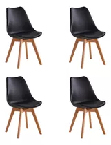 Set De 4 Sillas Relan Eames Tulip Negras Diseño De La Tela Liso