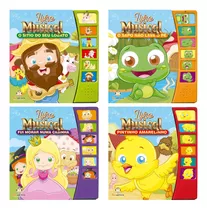 Livro Musical Infantil Coleção Completa 4 Unidades Sonoro Sitio Lobato Pintinho Amarelinho Sapo Casinha