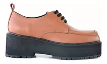 Zapato Cuero Briganti Mujer Acordonado Plataforma Mccz33070 