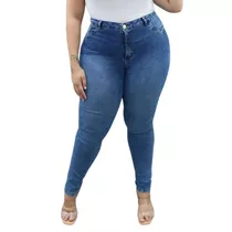 Calça Jeans Skinny Feminina Plus Size Basica Levanta Bumbum