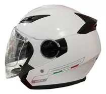 Casco Semi Integral Blanco Para Motorizado Con Luz Led