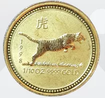 1998 1/10 Oz Oro 15 Dólares Australia Año Lunar Del Tigre