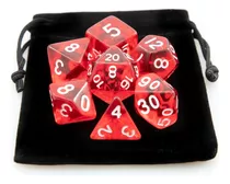 Kit 7 Dados Rpg Mesa Translúcido D4 D6 D8 D10 D10% D12 D20