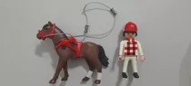 Lote W0031- Jóquei + Cavalo Playmobil Geobra