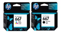 Kit 2pzs Original Cartucho Hp 667 Color Y Negro