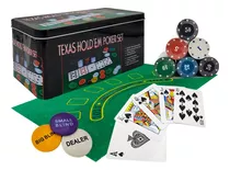Set Juego Texas Hodem Poker 200 Fichas Cartas Y Paño Fichero