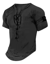 Camiseta H Para Hombre, Color Casual, Manga Larga, Cuello En