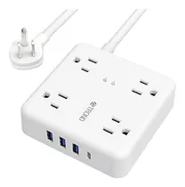 Enchufe Inteligente Marca Trond/3 Usb/4 Tomas/blanco/5ft