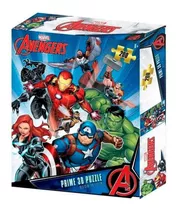 Quebra-cabeça 200 Peças 3d Os Vingadores Zipper Box Br1313