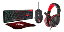 Kit De Teclado E Mouse Gamer ELG Starter Cgst41 Português Brasil De Cor Preto E Vermelho