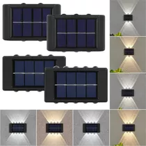 4x Arandela Solar 2 Focos Parede Slim 10 Fachos Led Externa Cor Branco Quente 10 Led