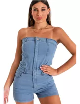 Mono Enterito Jean Mujer Elastizado Corto Short 