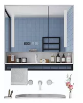 Espejo Con Luz Led Touch Moderno Madera Gabinete Para Baño