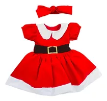Vestido Para Menina Bebe Natal Mamae Noel Luxo Rodado C Laço