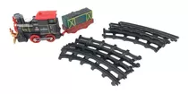 Tren Locomotora 11 Pcs Con Pista A Baterias Vapor Luz Sonido