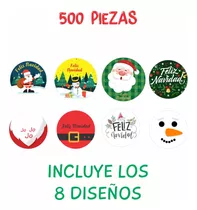 Rollo De 500 Etiquetas Adhesivas Navideñas, Navidad.