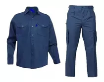 Pantalon Cargo Camisa Trabajo Azul